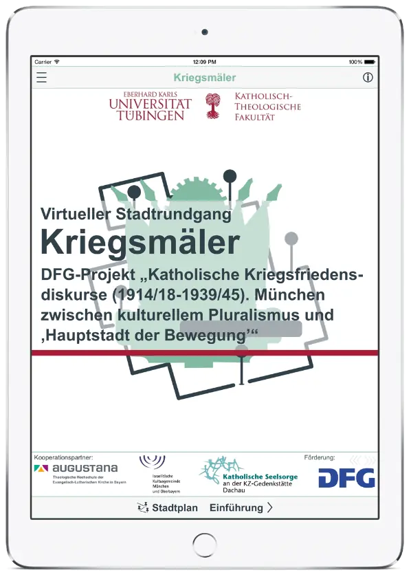 Screenshot der App Kriegsmäler in München