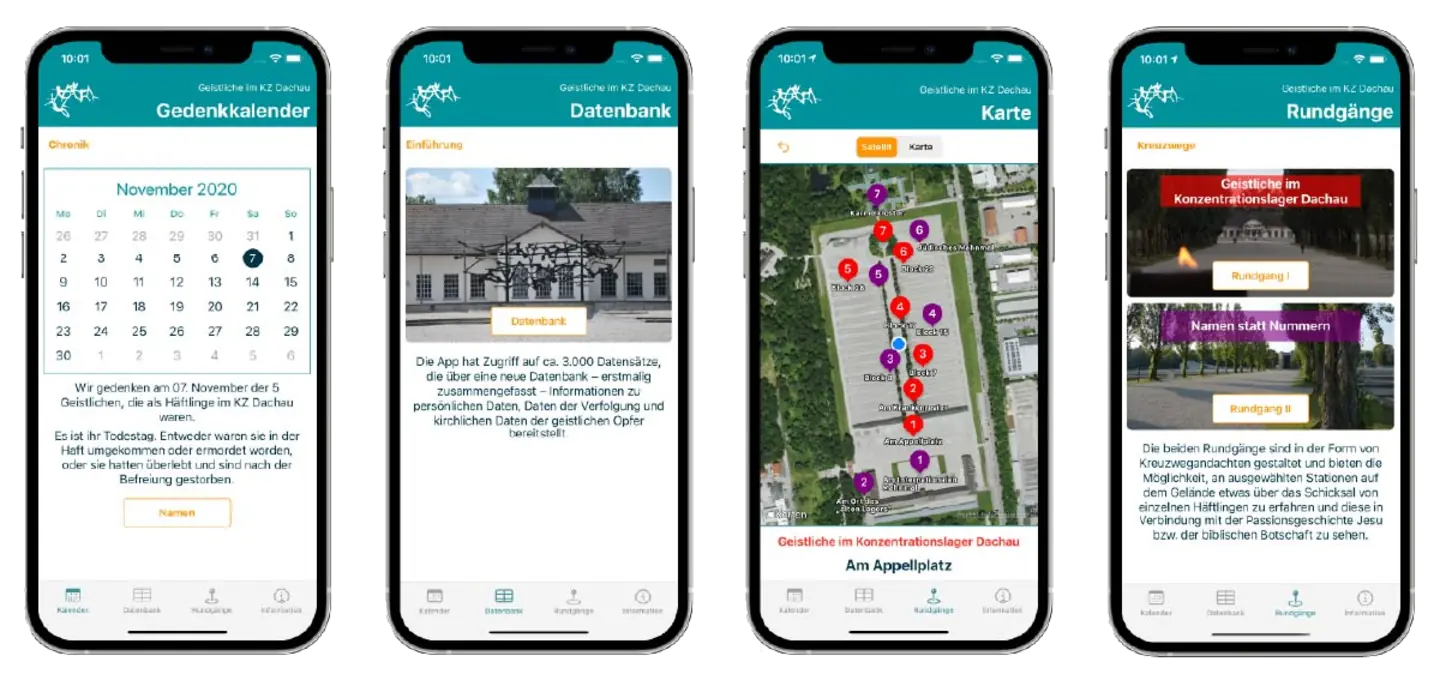 Screenshots der App Geistliche im KZ Dachau